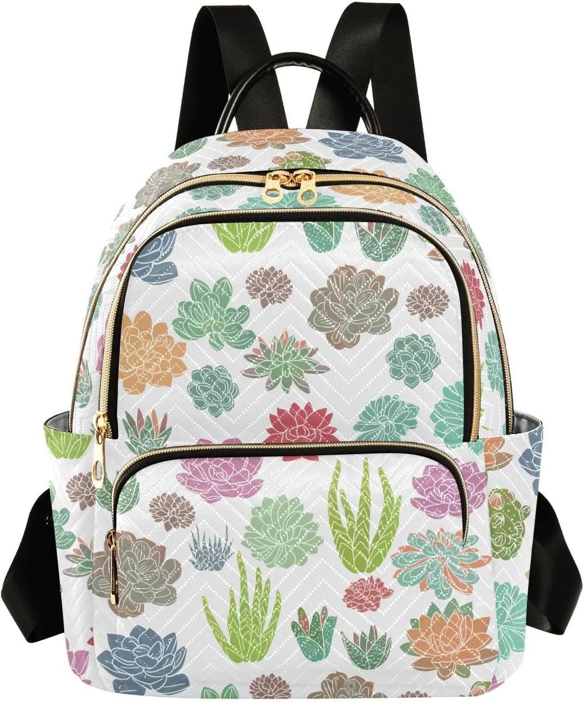 Sinestour Succulents Green Plant Women Backpack Purse Large Capacity Casual Daypack Adjustable Strap Travel Work Ladies Backpack
