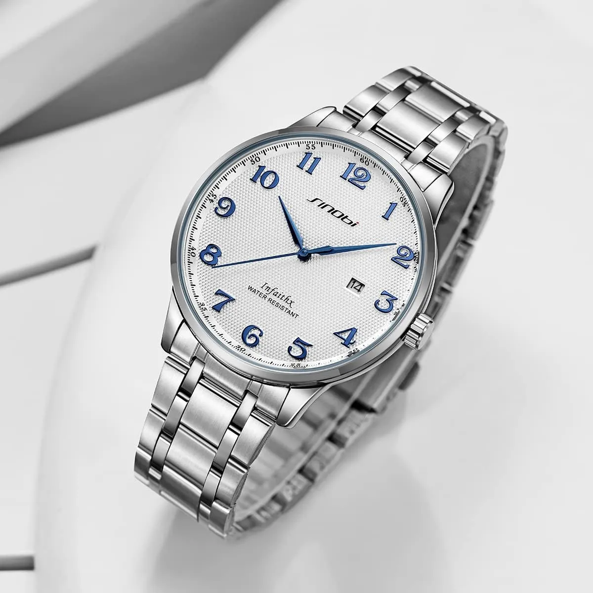 SINOBI Classic Business Men’s Watches Arabic Numerals Easy Reader Wristwatches for Men with Calendar Date Water Resistant