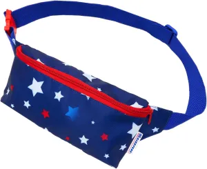 sissycos 4th of July 80s Retro Neon Fanny Pack, 90s Accessories for Women Men Waist Packs, 2 Pockets Belt Waist Crossbody Bag, American Flag Print (Patriotic Starfield)