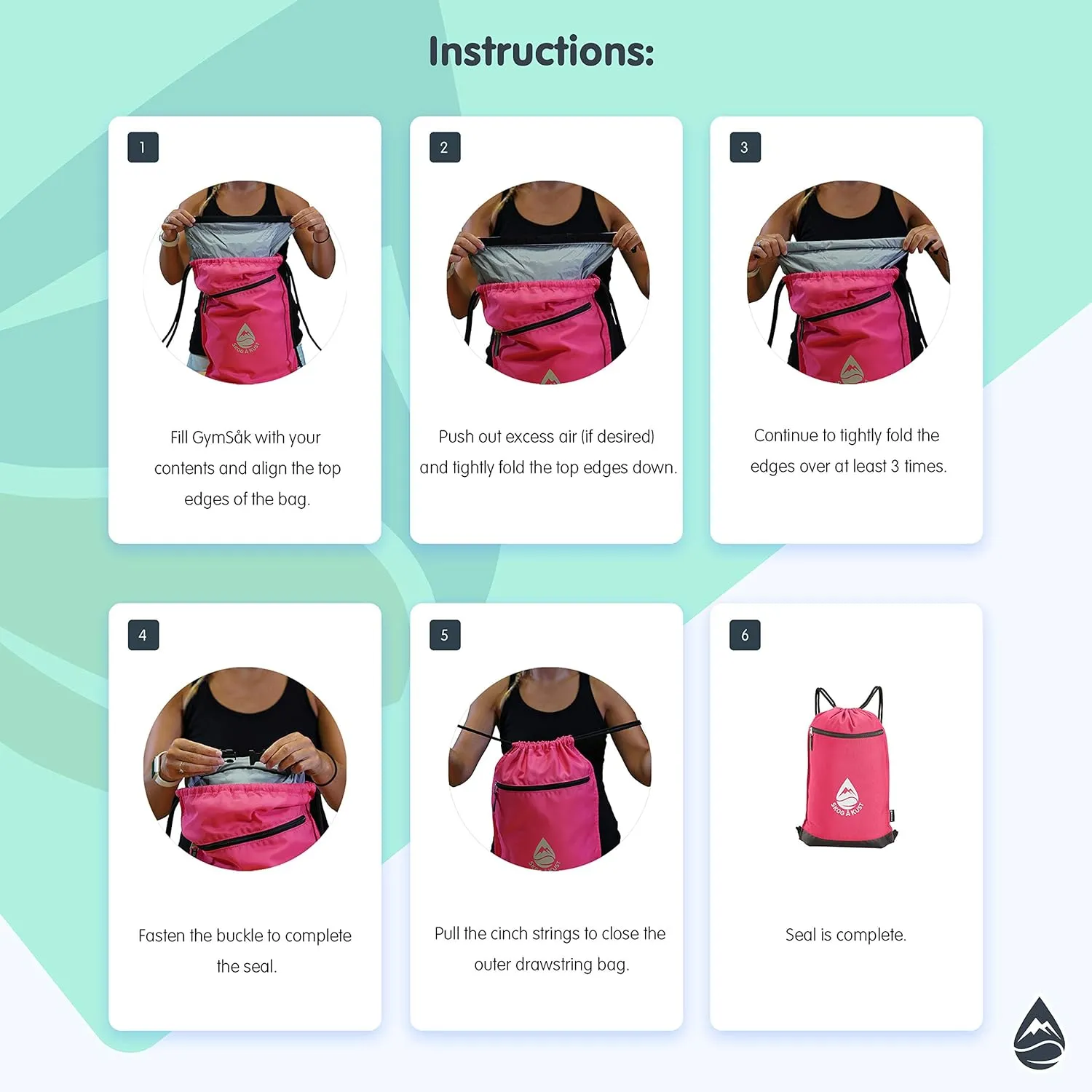 Skog Å Kust GymSak | Patented 2-in-1 Drawstring Cinch Bag with Removable Waterproof Dry Bag | Red