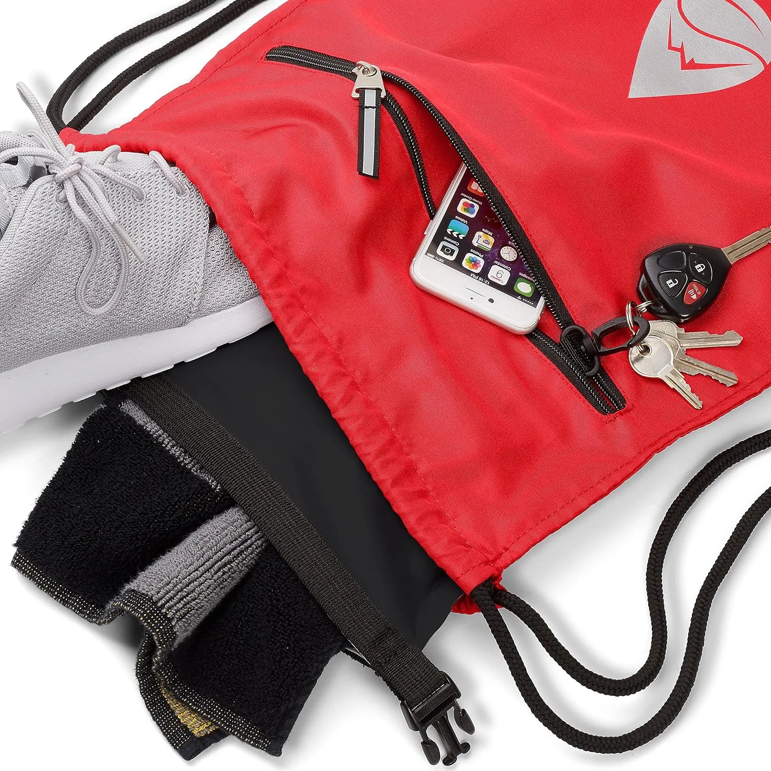 Skog Å Kust GymSak | Patented 2-in-1 Drawstring Cinch Bag with Removable Waterproof Dry Bag | Red