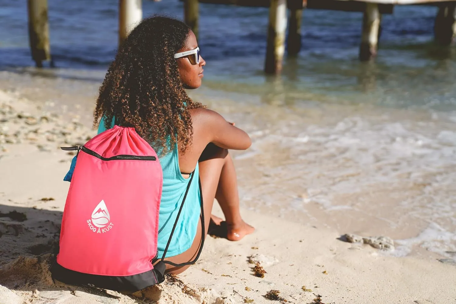 Skog Å Kust GymSak | Patented 2-in-1 Drawstring Cinch Bag with Removable Waterproof Dry Bag | Red