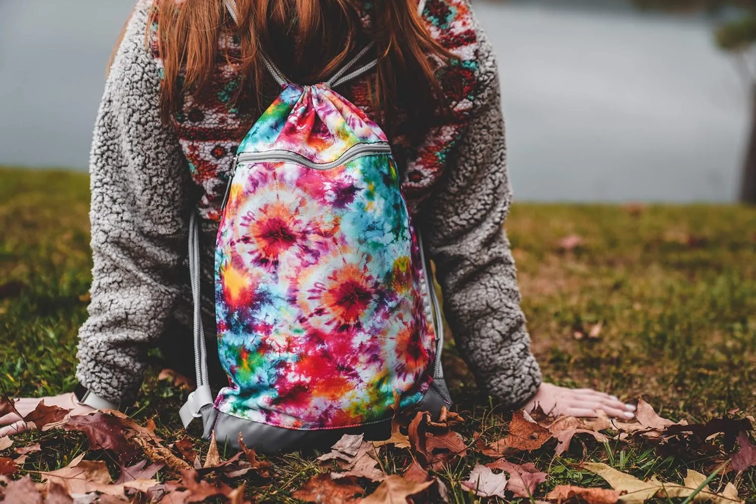 Skog Å Kust GymSak | Patented 2-in-1 Drawstring Cinch Bag with Removable Waterproof Dry Bag | Red
