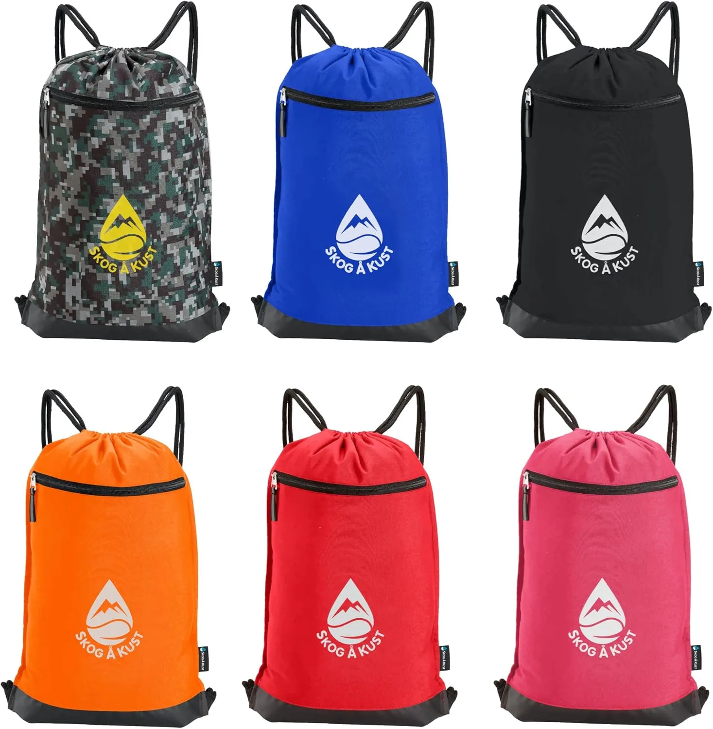 Skog Å Kust GymSak | Patented 2-in-1 Drawstring Cinch Bag with Removable Waterproof Dry Bag | Red