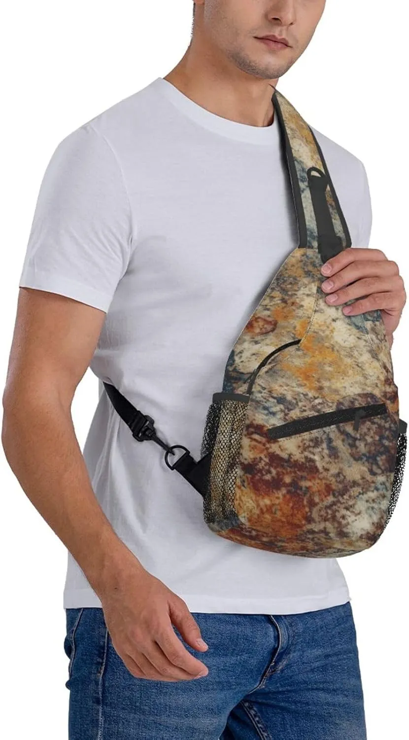 Sling Backpack Bag For Men Abstract Granite Cross Chest Bag Crossbody Shoulder Bag Travel Hiking Daypack