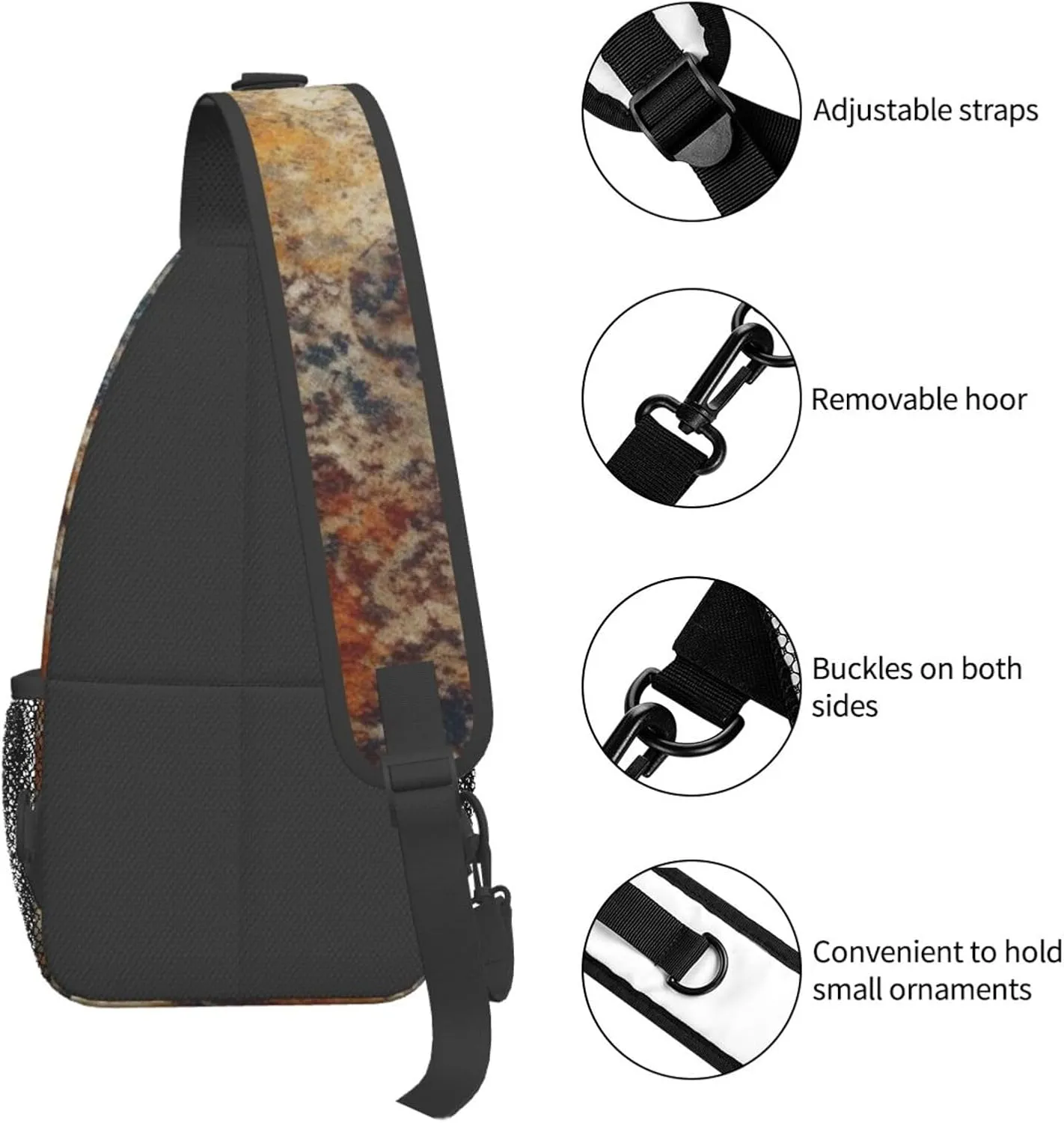 Sling Backpack Bag For Men Abstract Granite Cross Chest Bag Crossbody Shoulder Bag Travel Hiking Daypack