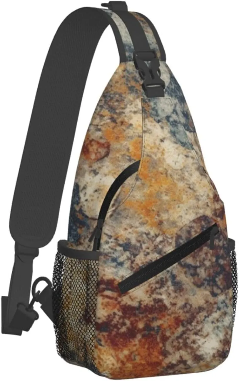 Sling Backpack Bag For Men Abstract Granite Cross Chest Bag Crossbody Shoulder Bag Travel Hiking Daypack