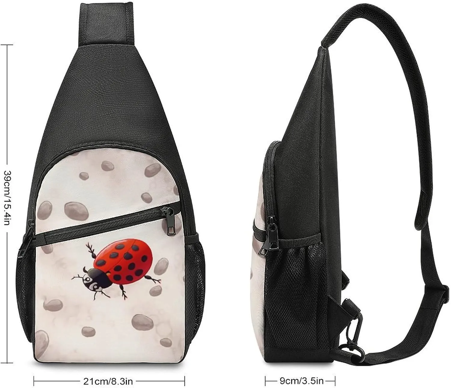 Sling Backpack for Women Men Crossbody Chest Bag Travel Art Ladybug Tracks Daypack Shoulder Bag for Hiking