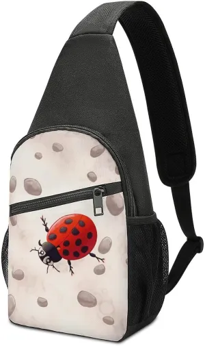 Sling Backpack for Women Men Crossbody Chest Bag Travel Art Ladybug Tracks Daypack Shoulder Bag for Hiking