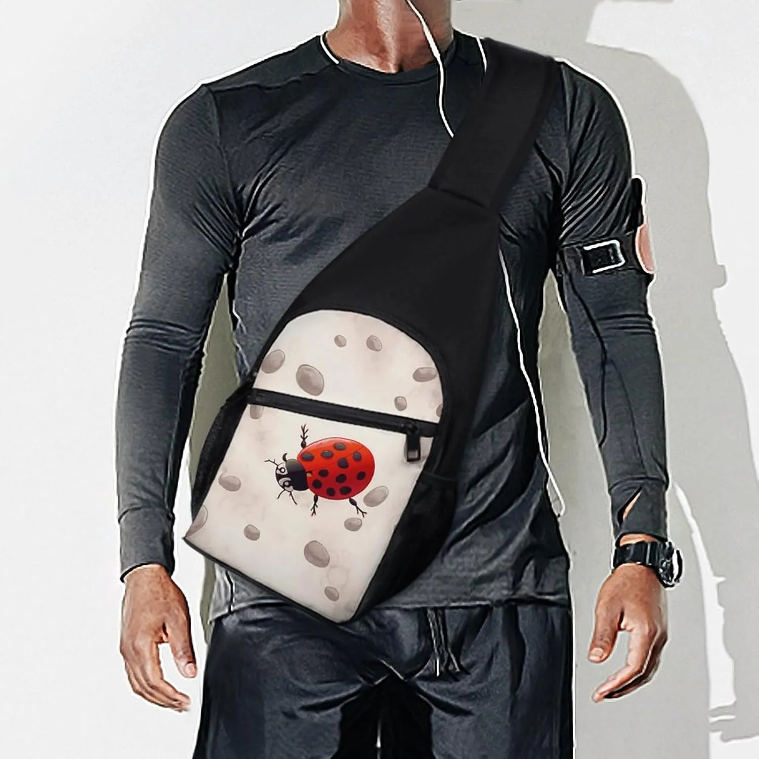 Sling Backpack for Women Men Crossbody Chest Bag Travel Art Ladybug Tracks Daypack Shoulder Bag for Hiking