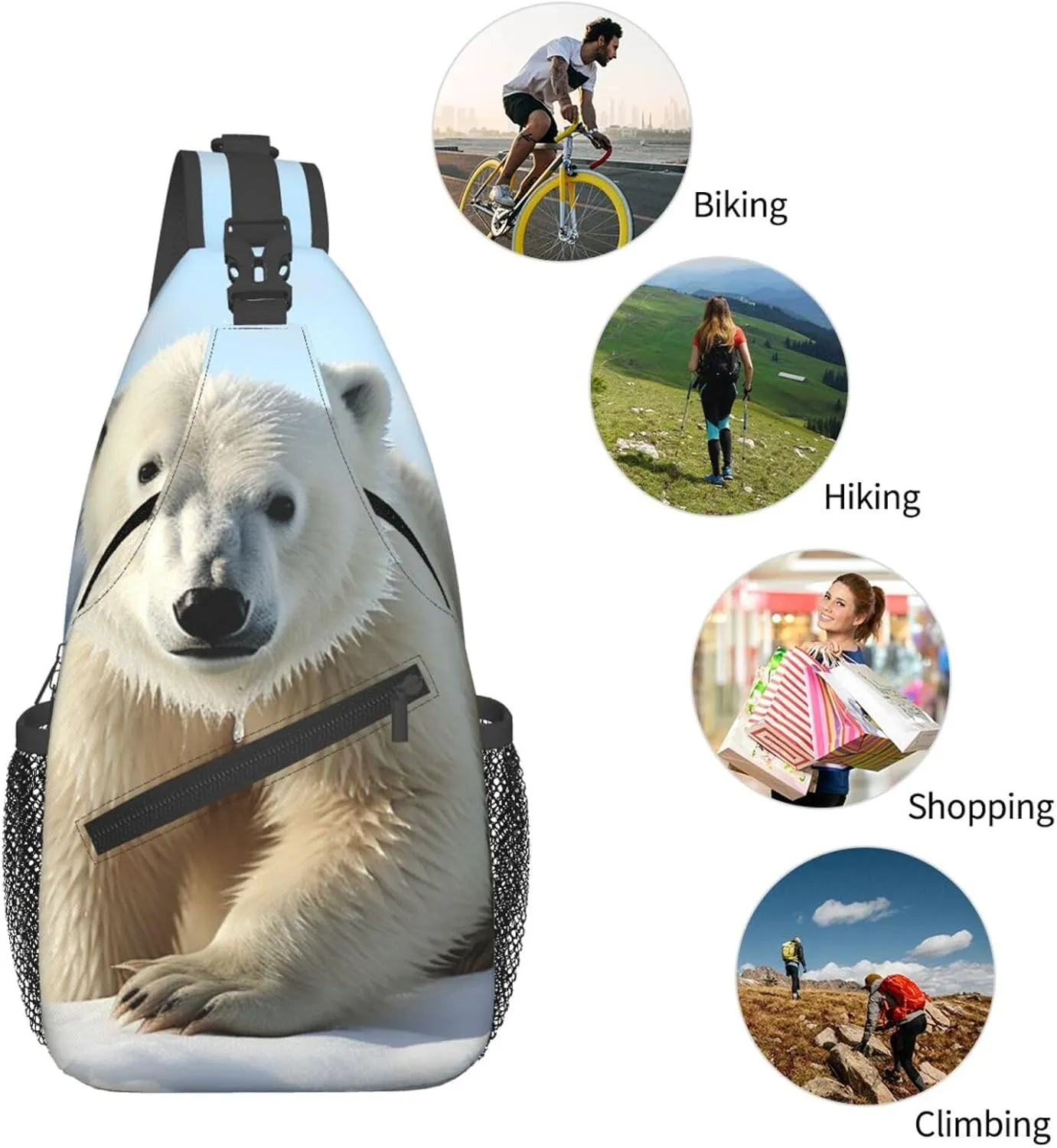Sling Bag for Men Women Crossbody Backpack Cubs polar bear Crossbody Bag Chest Bag for Travel Sport