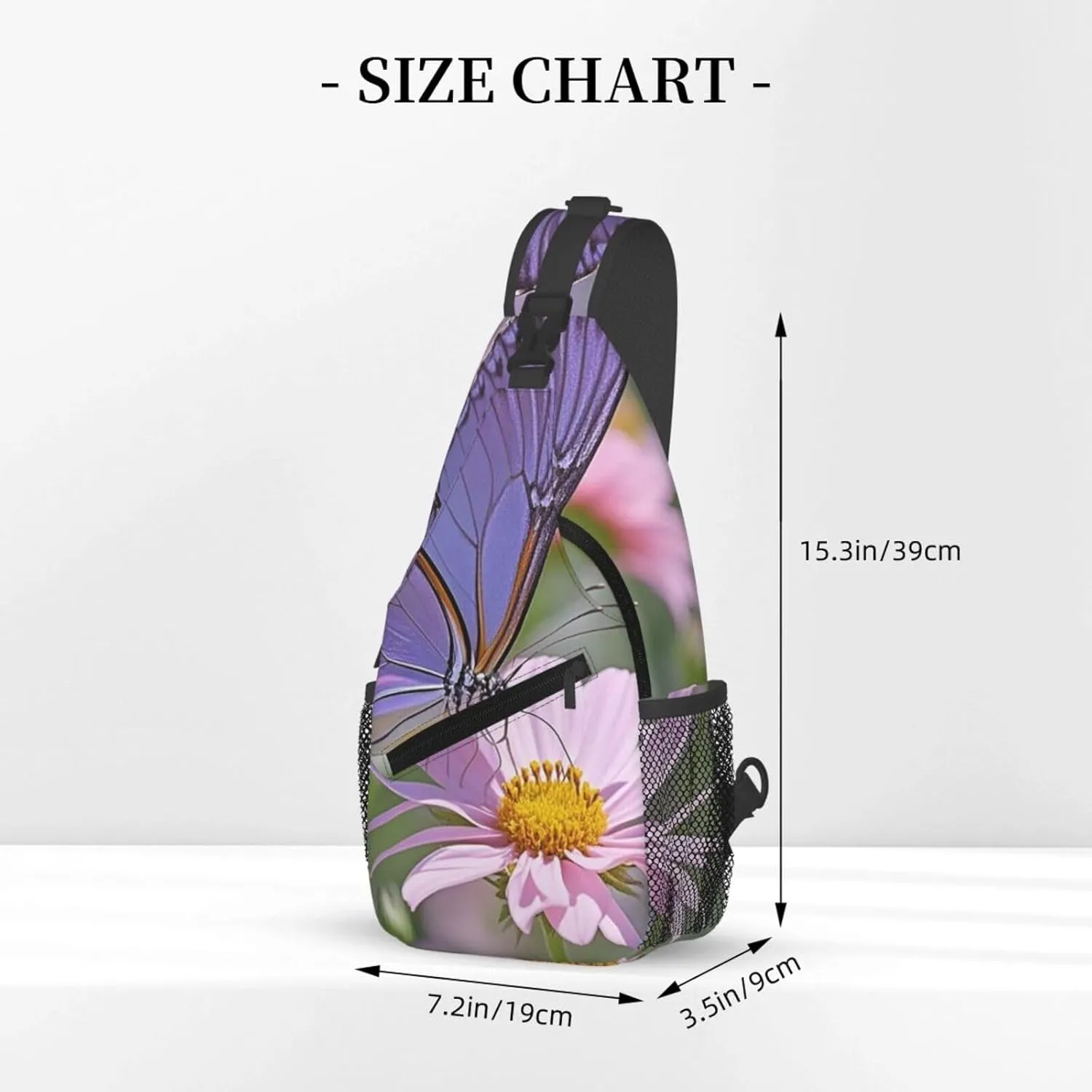 Sling Bag for Men Women Crossbody Backpack flower purple butterfly Crossbody Bag Chest Bag for Travel Sport