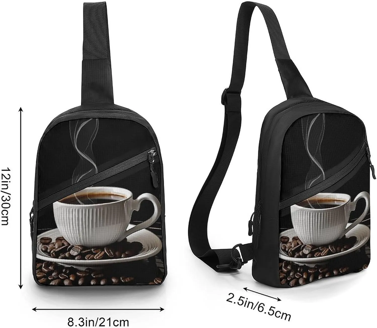 Sling Bag for Women Men Daypack Coffee Cup And Coffee Beans Chest Bag Crossbody Backpack for Hiking Travel