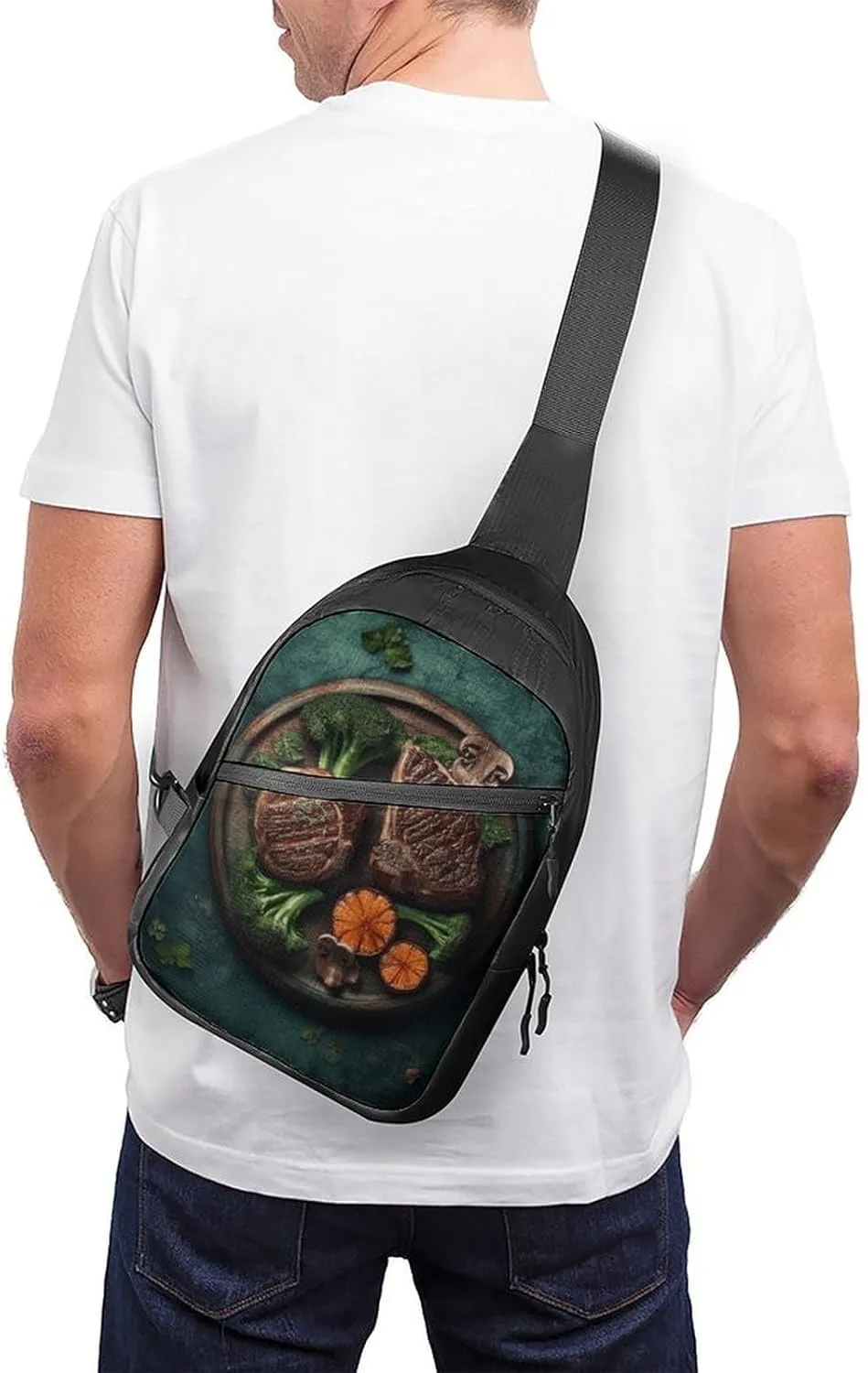 Sling Bag for Women Men Daypack Delicious Grilled Meat Chest Bag Crossbody Backpack for Hiking Travel