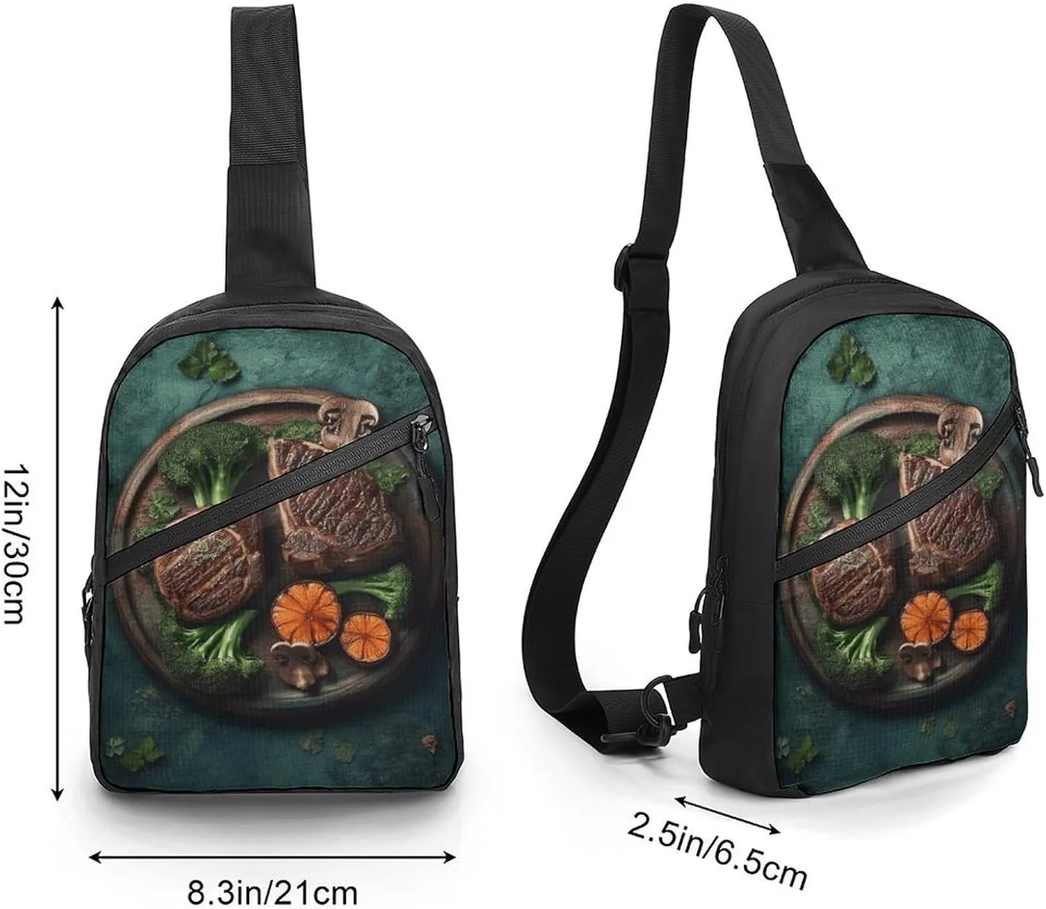 Sling Bag for Women Men Daypack Delicious Grilled Meat Chest Bag Crossbody Backpack for Hiking Travel