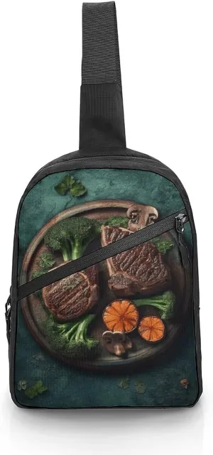 Sling Bag for Women Men Daypack Delicious Grilled Meat Chest Bag Crossbody Backpack for Hiking Travel