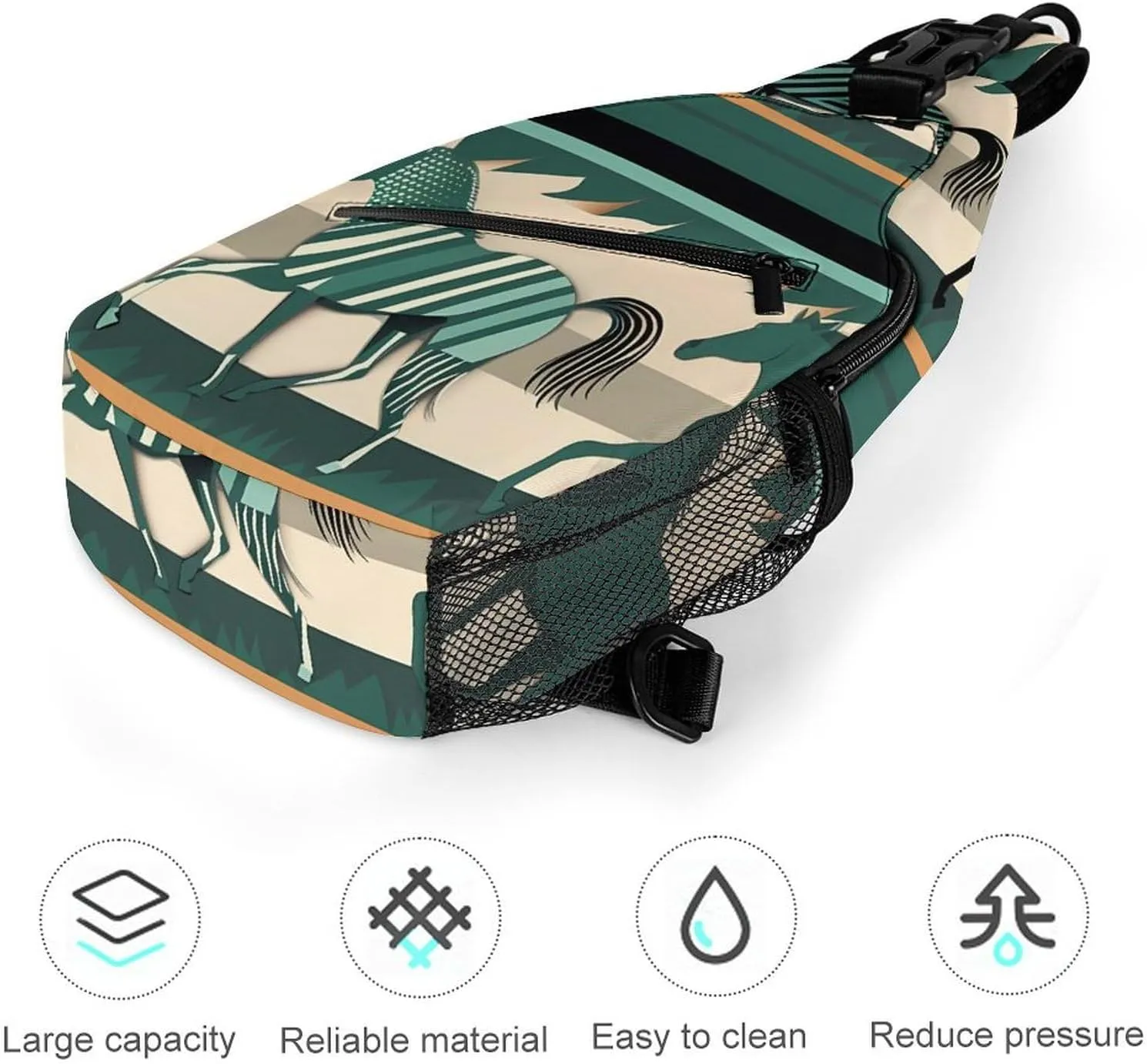 Sling Bag for Women Men Daypack Horse Stripes Pattern Chest Bag Crossbody Backpack for Hiking Travel, 38x20cm