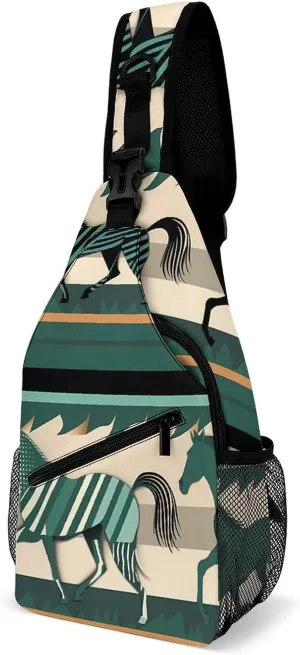 Sling Bag for Women Men Daypack Horse Stripes Pattern Chest Bag Crossbody Backpack for Hiking Travel, 38x20cm