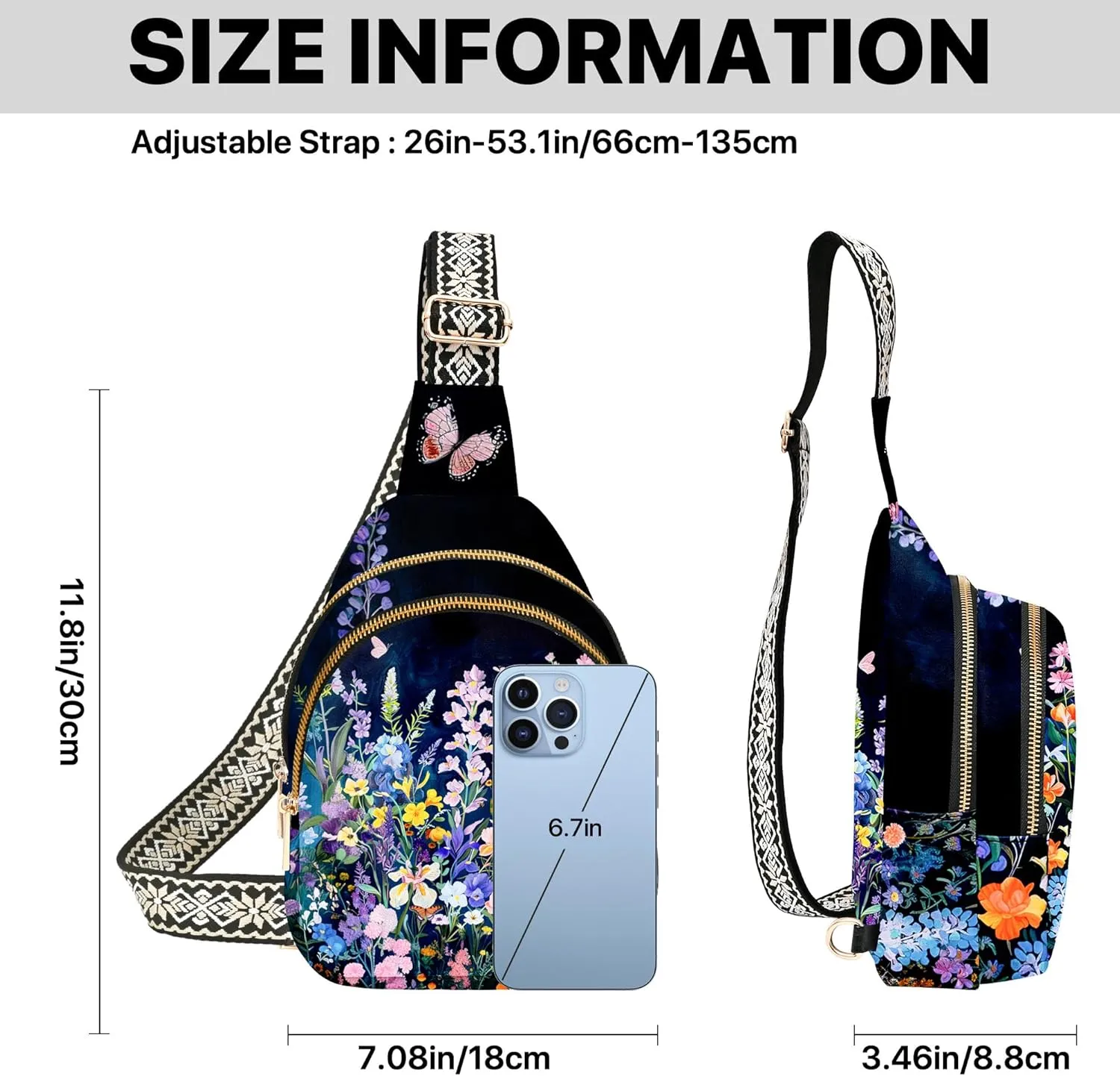 Small Leather Sling Bag for Women Crossbody Fanny Pack Travel Casual Chest Bag with Adjustable Strap