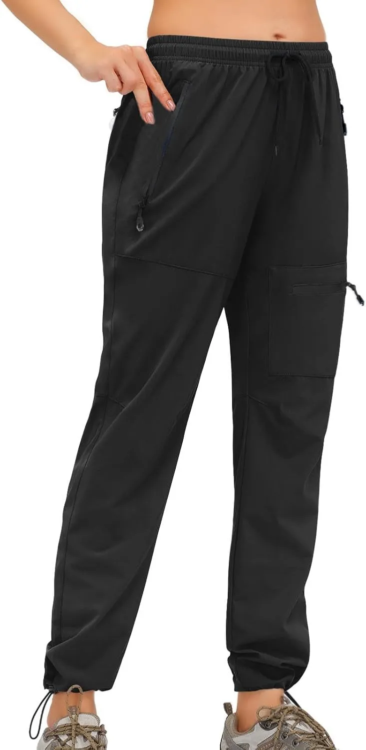 SMIDOW Womens Hiking Cargo Pants Lightweight Quick Dry High Waist Drawstring Jogger Pants Casual Workout Running Sweatpants