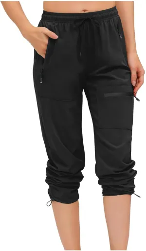 SMIDOW Womens Hiking Cargo Pants Lightweight Quick Dry High Waist Drawstring Jogger Pants Casual Workout Running Sweatpants