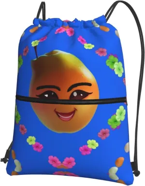 Smiley Yellow Pear Print Drawstring Backpack â€“ Lightweight Gym Bag for Sports, Travel, and Hiking â€“ Durable and Foldable