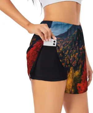 Smokey Mountain Cliff Women's Athletic Shorts, Ideal for Yoga, Gym, Tennis & Lounge - Flowy, Mid-Waisted, Quick-Dry, Lightweight Black, Small