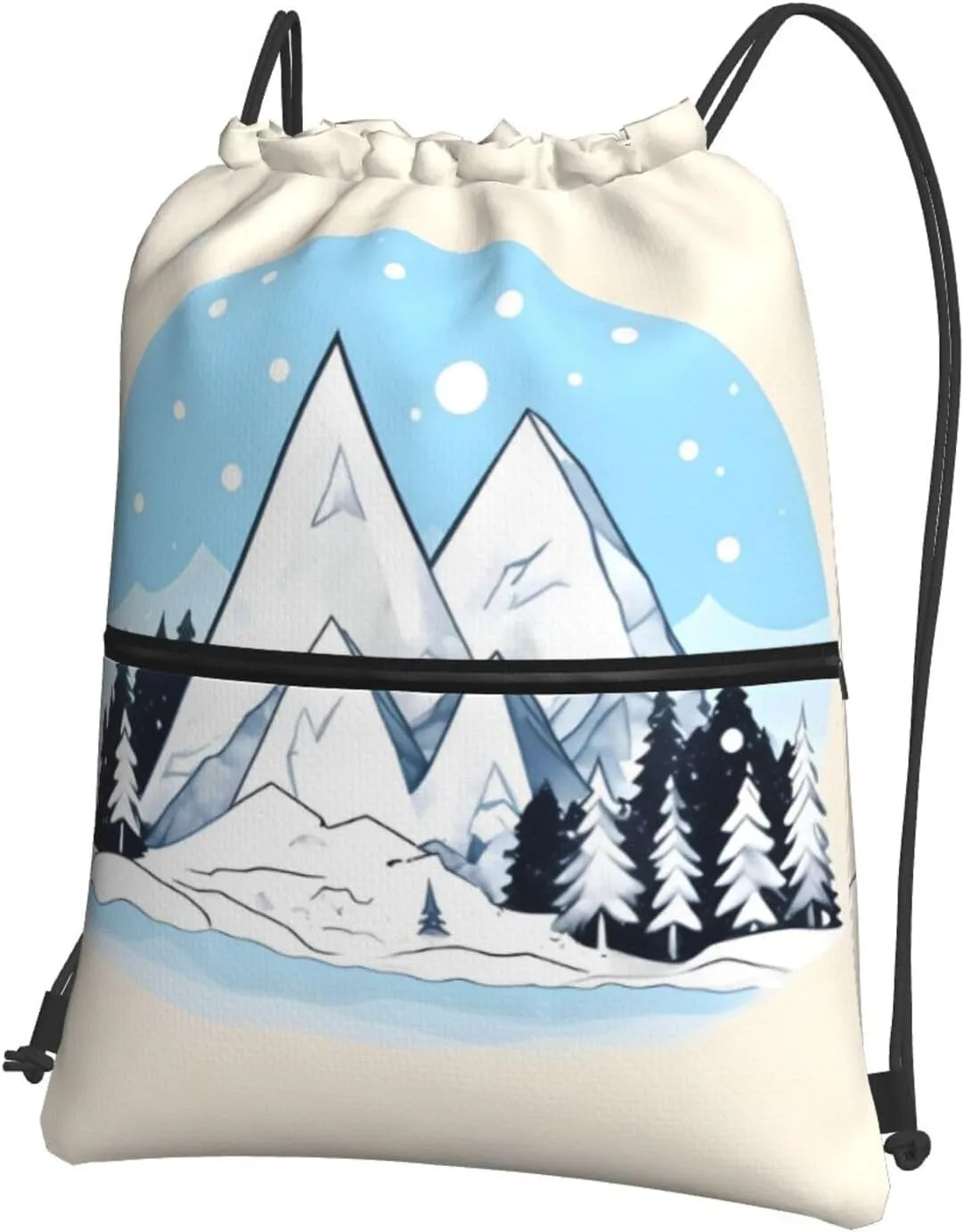 Snow-capped mountains Print Drawstring Backpack â€“ Lightweight & Durable Gym Bag for Sports, Travel, Hiking, Yoga, and More