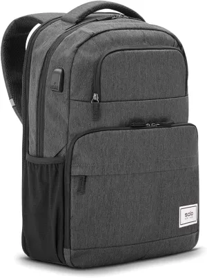 Solo New York Laptop Backpack for Women & Men -Carry On Bookbag for Travel & Work, Lightweight Bag, Side Mesh Pockets, Fits 15.6" Computer - Re:Discover, Grey
