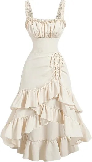 SOLY HUX Women's Layered Ruffle Hem Dress Sleeveless Ruched Asymmetrical Long Party Dresses