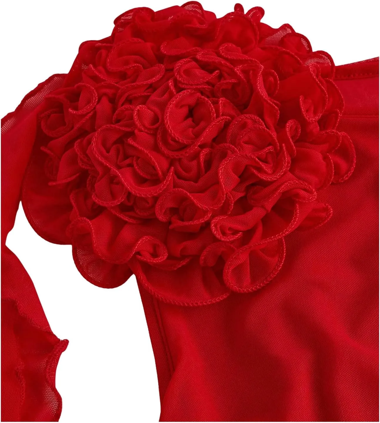SOLY HUX Women's Sleeveless Floral Appliques Bodycon Dress Mesh Irregular Ruffle Hem Party Dresses