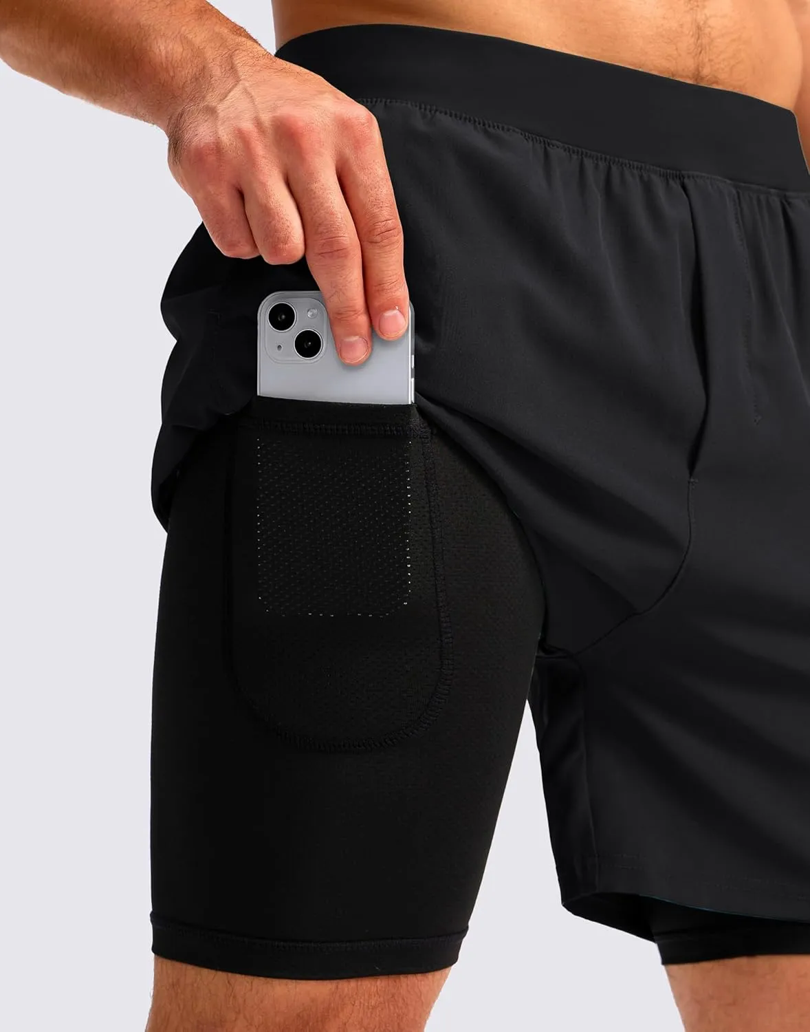 Soothfeel Men's 2 in 1 Running Shorts with 4 Pockets 5 Inch Quick Dry Gym Active Workout Athletic Shorts for Men with Liner