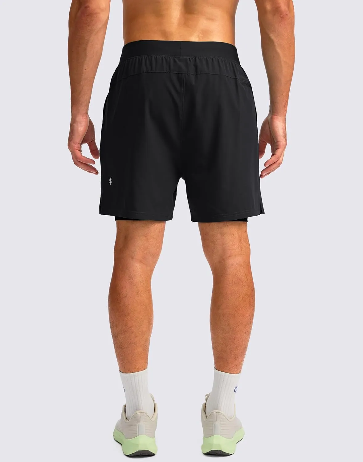 Soothfeel Men's 2 in 1 Running Shorts with 4 Pockets 5 Inch Quick Dry Gym Active Workout Athletic Shorts for Men with Liner