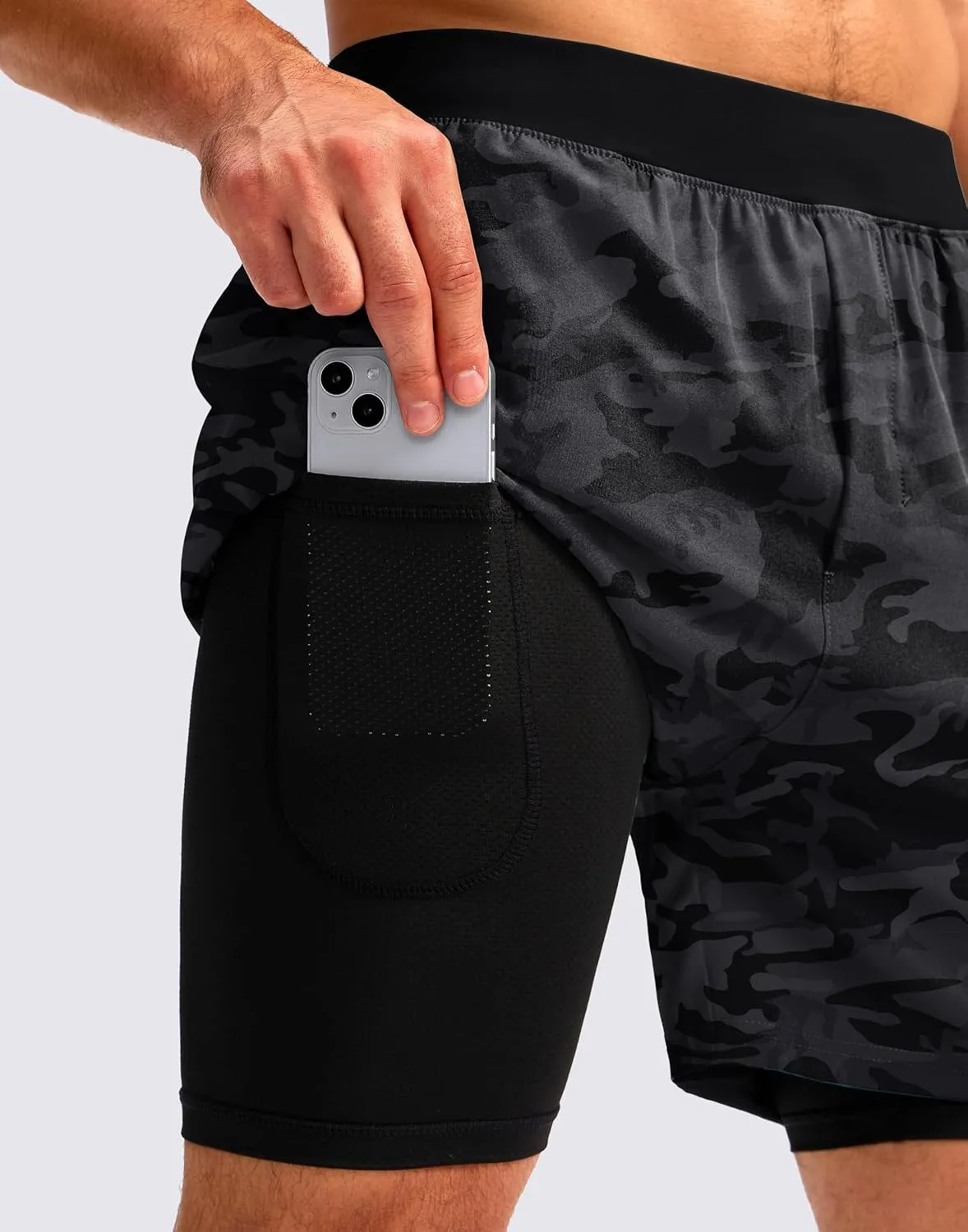 Soothfeel Men's 2 in 1 Running Shorts with 4 Pockets 5 Inch Quick Dry Gym Active Workout Athletic Shorts for Men with Liner