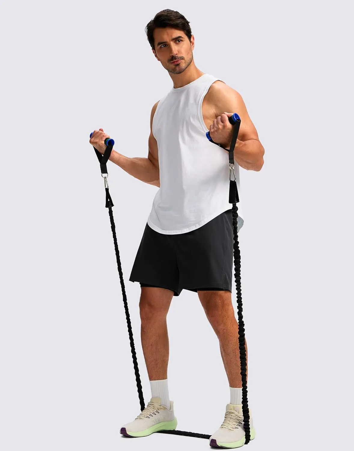 Soothfeel Men's 2 in 1 Running Shorts with 4 Pockets 5 Inch Quick Dry Gym Active Workout Athletic Shorts for Men with Liner