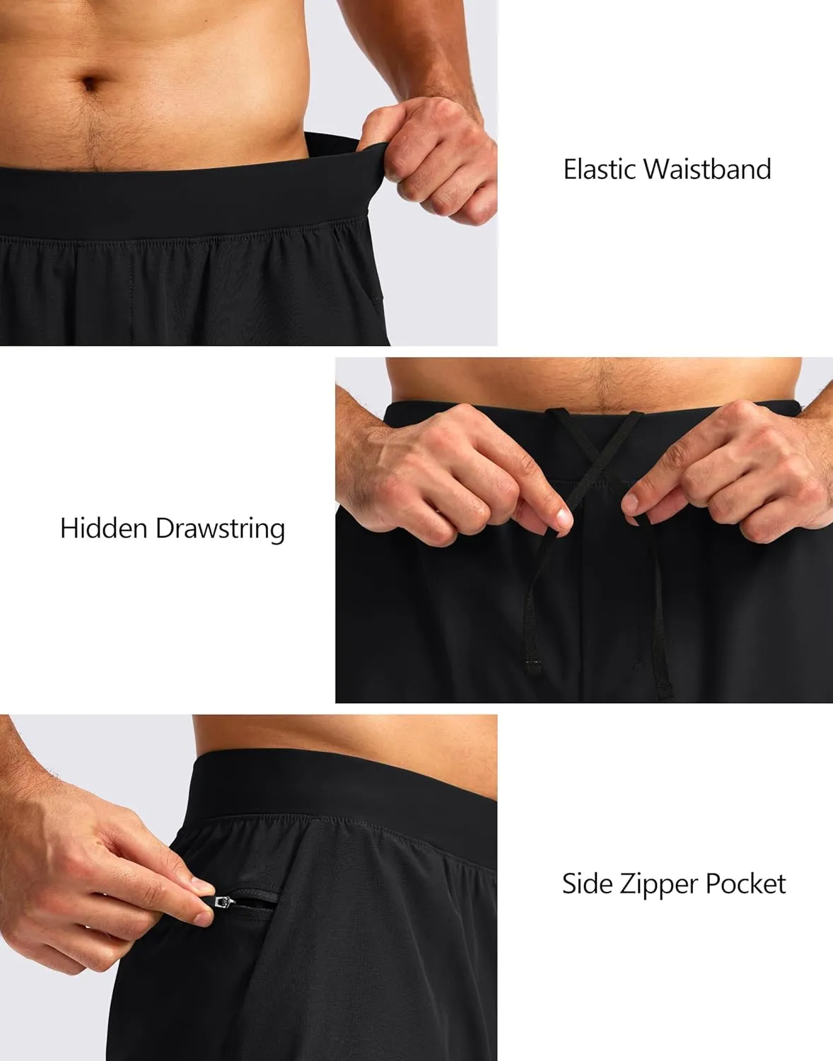 Soothfeel Men's 2 in 1 Running Shorts with 4 Pockets 5 Inch Quick Dry Gym Active Workout Athletic Shorts for Men with Liner
