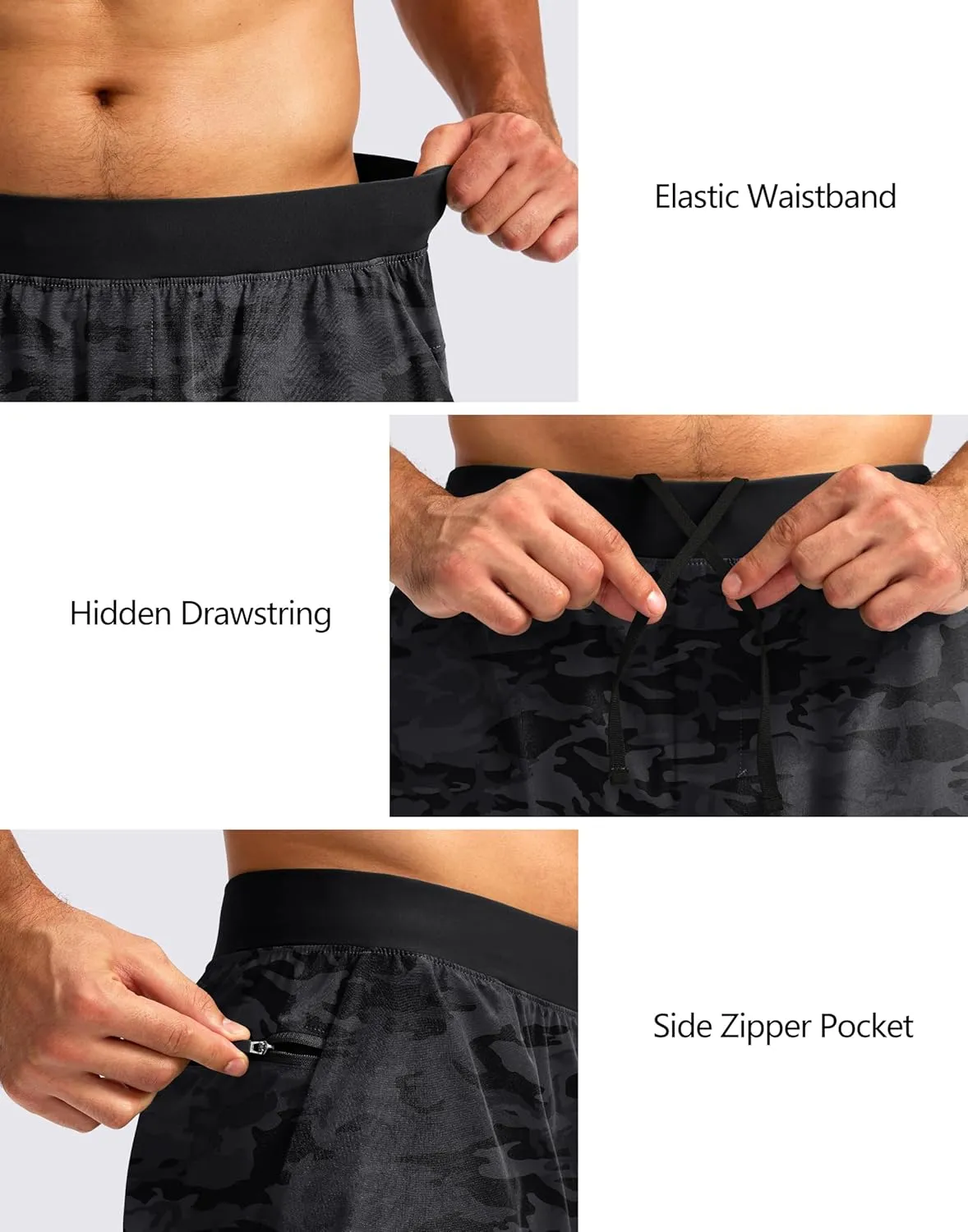 Soothfeel Men's 2 in 1 Running Shorts with 4 Pockets 5 Inch Quick Dry Gym Active Workout Athletic Shorts for Men with Liner