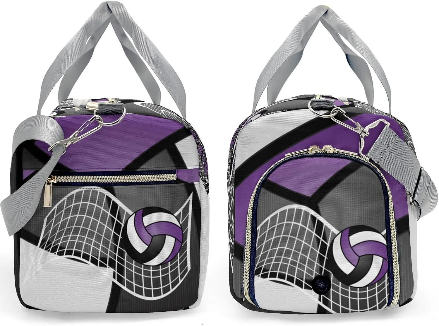 Sport Player Gym Bags Travel Duffle Bag,Volleyball Team Purple Weekender Duffel Bag with Shoe Compartment,Personalized Workout Duffle Sports Bag for Travel Yoga