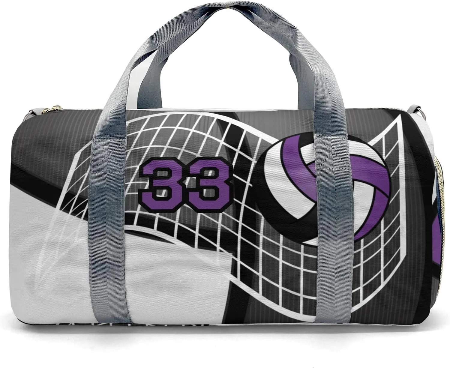 Sport Player Gym Bags Travel Duffle Bag,Volleyball Team Purple Weekender Duffel Bag with Shoe Compartment,Personalized Workout Duffle Sports Bag for Travel Yoga