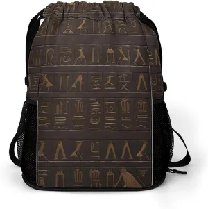 Sports Belt Pocket, Ancient Egyptian Hieroglyph Print Dry And Wet Separation Bag All-purpose Gym Bag Sports And Fitness Bag Stylish Sports Bag