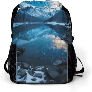 Sports Belt Pocket (dry And Wet Separation), Moraine Lake in A Starry Winter Night Print Gym Bag Durable And Convenient for Travel,gym,work