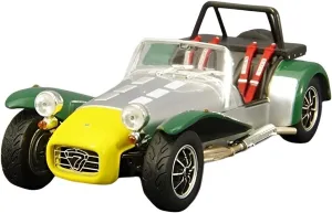 Sports Car Building Kits for Caterham Super Seven 1 43 Silver Green Convertible Alloy Classic Car Model Collection Display for Home Or Office Décor