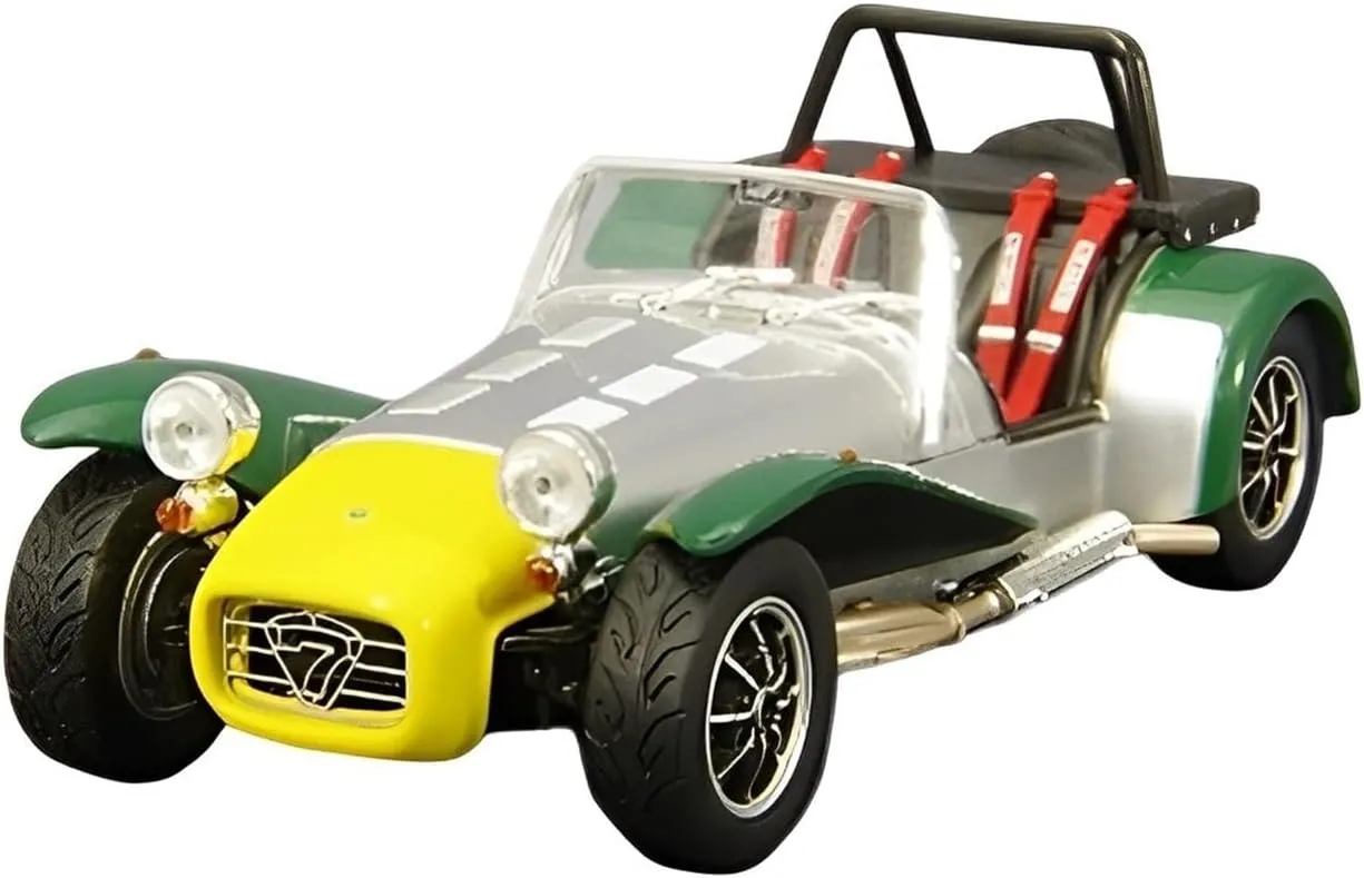 Sports Car Building Kits for Caterham Super Seven 1 43 Silver Green Convertible Alloy Classic Car Model Collection Display for Home Or Office Décor