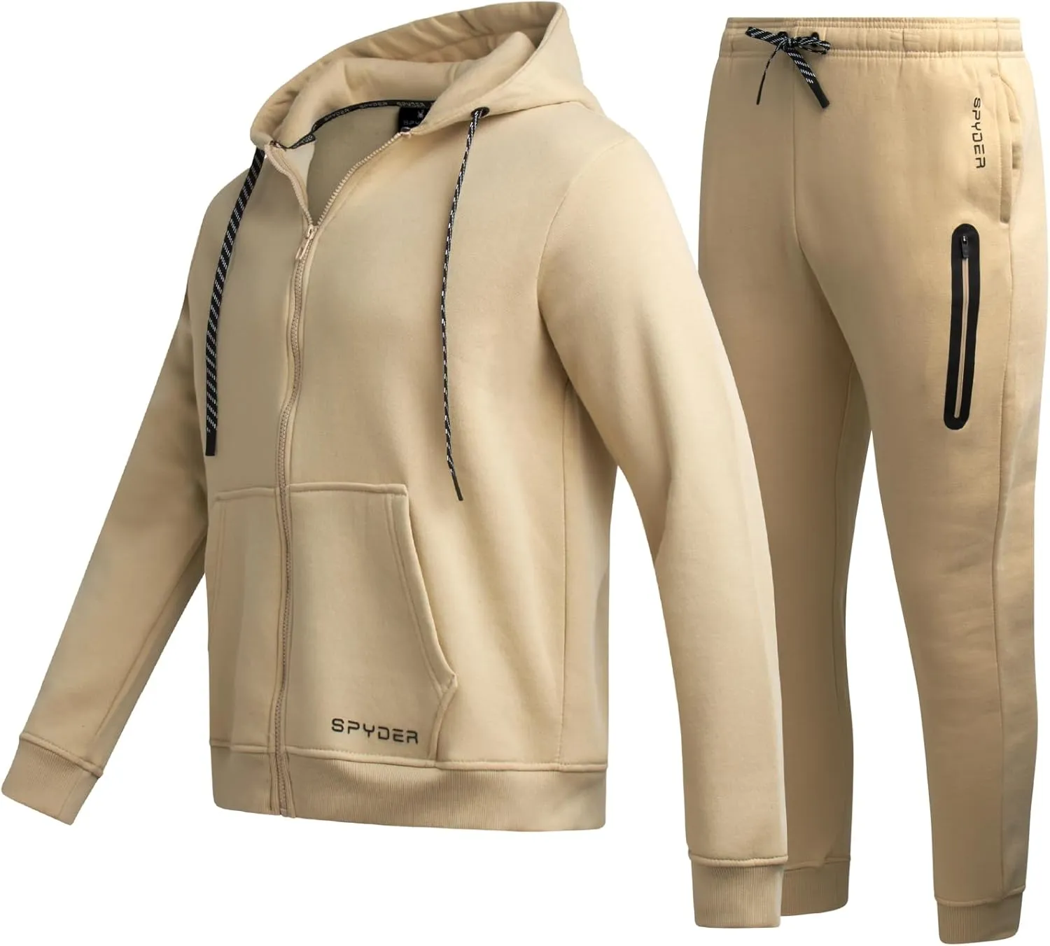 Spyder Mens Tracksuit - 2 Piece Sweatsuit for Men with Zip Up Hoodie & Jogger Sweatpants, Track Suit for Jogging or Warm Up