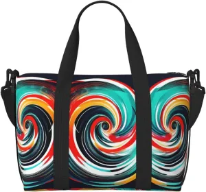 SSIMOO Abstract Circle Swirl Print Versatile Travel Duffel Bag,The Companion For Business And Personal Trips, Black