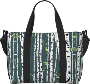 SSIMOO Beauty Birch Tree Print Versatile Travel Duffel Bag,The Companion For Business And Personal Trips, Black