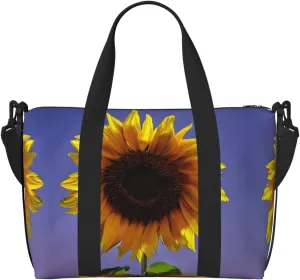 SSIMOO Bloom Sunflower Print Versatile Travel Duffel Bag,The Companion For Business And Personal Trips, Black
