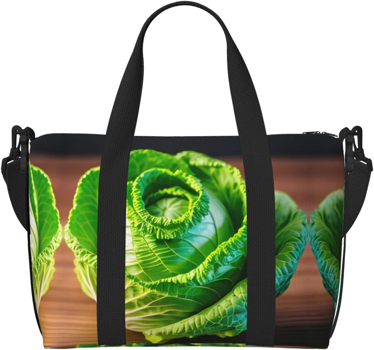 SSIMOO Bright Cabbage Print Versatile Travel Duffel Bag,The Companion For Business And Personal Trips, Black