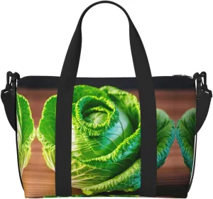 SSIMOO Bright Cabbage Print Versatile Travel Duffel Bag,The Companion For Business And Personal Trips, Black