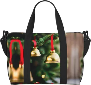 SSIMOO Christmas Tree And Bells Print Versatile Travel Duffel Bag,The Companion For Business And Personal Trips, Black